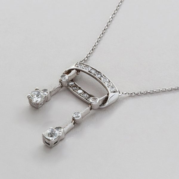 Collier Négligé - 14 Diamants - Or gris 750-000